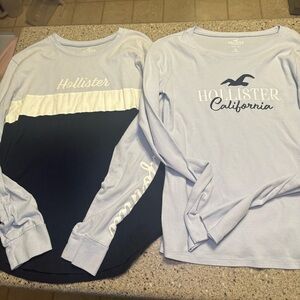 Hollister light blue long sleeved tees baby tee size small